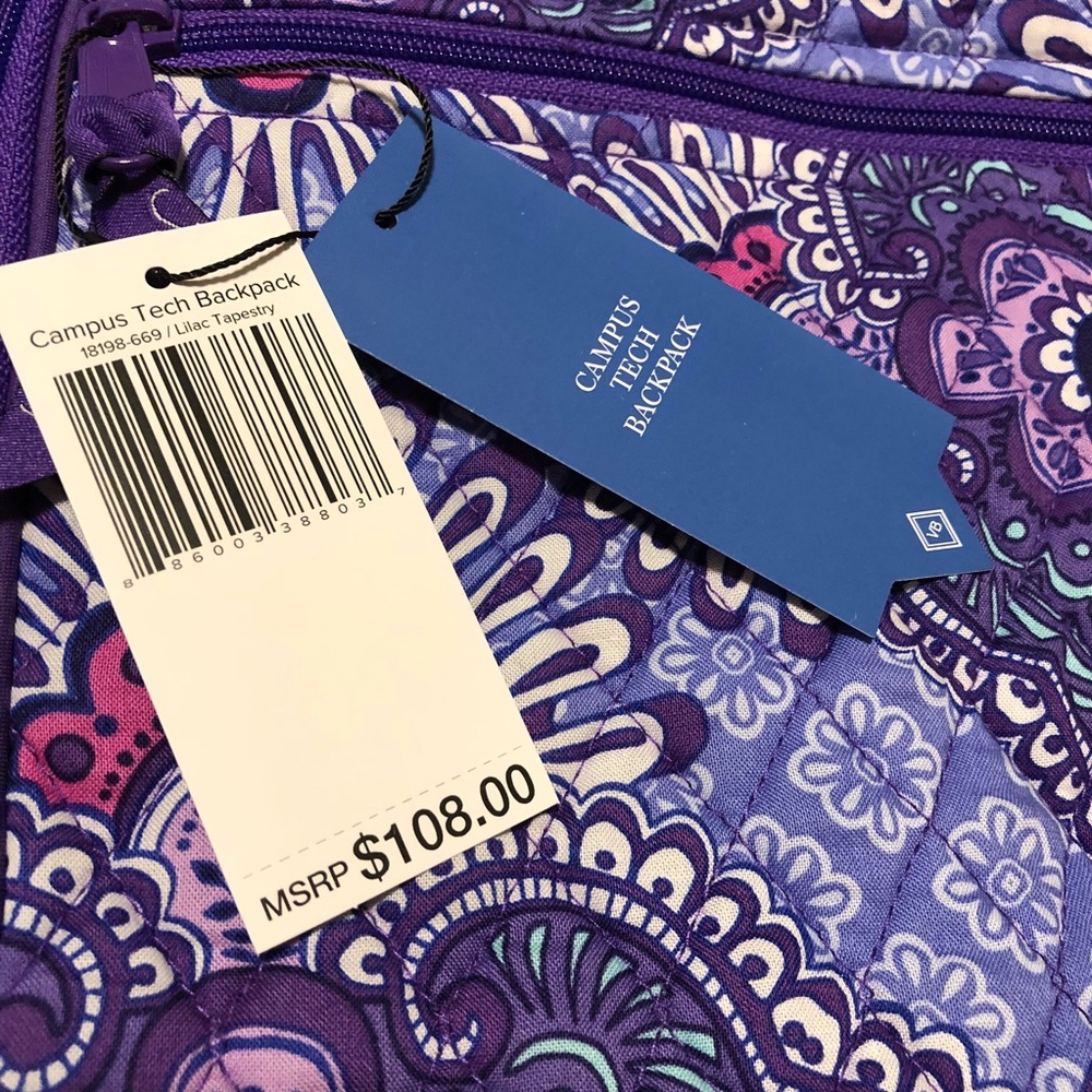 Vera Bradley Campus Tech Backpack Lilac Tapestry - Picture 8 of 8